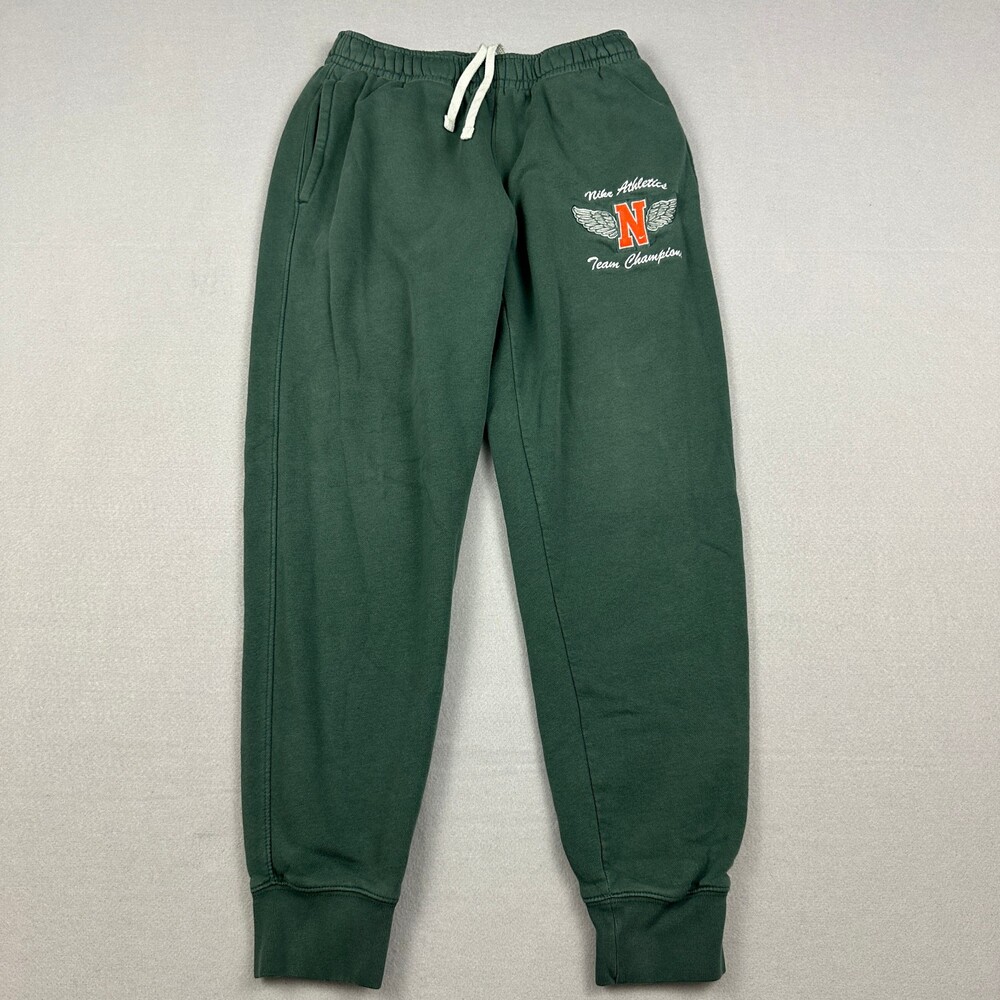 Nike Athletics Pants Men Small Green Solid Jogger Tapered Wing Logo Sweatpants S